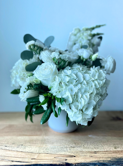 blooms: white bunch vase arrangement